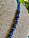 Transparent Blue with AB Blue  Double Spiral Necklace - 25"