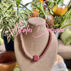 Hawaiian Beaded Necklace Lei Rope  - Terra-Cotta Hues with Focal Bead (27")
