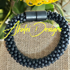 Black Matte w/ round glass beads bracelet- 7 1/2" (fits an 8" wrist)
