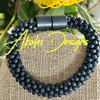 Black Matte w/ round glass beads bracelet-various sizes available
