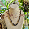 Matte Brown and Topaz Magatama beads :"Forbidden Island" Necklace  - 25.5"