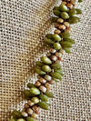 Brown Picasso with Green Rizo Beaded "Forbidden Island" Inspired Necklace -23"