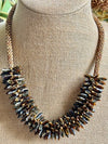 Brown "Tortoise Shell" Picasso Dagger "Sea Urchin" Necklace Lei - 23"