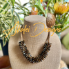 Brown "Tortoise Shell" Picasso Dagger "Sea Urchin" Necklace Lei - 23"