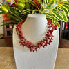 3 Strand "Sparkle Rose"Metallic Fiber Coral Necklace: 20"
