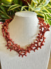 3 Strand "Sparkle Rose"Metallic Fiber Coral Necklace: 20"