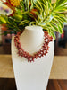 3 Strand "Sparkle Rose"Metallic Fiber Coral Necklace: 20"