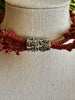 3 Strand "Sparkle Rose"Metallic Fiber Coral Necklace: 20"