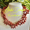 3 Strand "Sparkle Rose"Metallic Fiber Coral Necklace: 20"