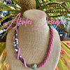 Art Jewelry - Pink with Green Forever Lei-  Nature's Colors- 27"