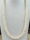 Opaque Cream Magatama Glass Beaded Necklace (Random Placement)  - 30"