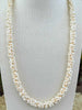 Opaque Cream Magatama Glass Beaded Necklace (Random Placement)  - 30"