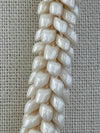 Opaque Cream Magatama Glass Beaded Necklace (Smooth Finish)  - 30"