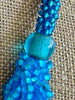 Dark Aqua Blue Edo Blended Necklace Lei - 24"