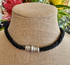Segmented Metallic Blend with Rizo and Disk Beads: Forbidden Island" Necklace - 31"