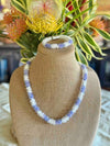 Violet/Lilac Lined with Crystal Segmented Dragon Scales Necklace  - 32"