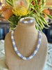 Violet/Lilac Lined with Crystal Segmented Dragon Scales Necklace  - 32"
