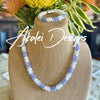 Violet/Lilac Lined with Crystal Segmented Dragon Scales Necklace  - 32"
