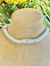 Violet/Lilac Lined with Crystal Segmented Dragon Scales Necklace  - 32"