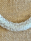 Hawaiian White Wedding Lei Necklace - Frosted White- 21”