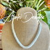 Hawaiian White Wedding Lei Necklace - Frosted White- 21”