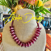 Fushcia Red with Transparent Pink Haku Lei Necklace  - 22"