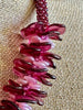 Fushcia Red with Transparent Pink Haku Lei Necklace  - 22"