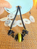 Black Matte Rose Petal with Green Aja Vaz Lamp-Work Bead Hawaiian Choker (3 Cluster)  - 16"