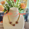 Gold Toned Haku Mini (3 Cluster) Lei with Gold Rainbow Mushroom Beads- 22"