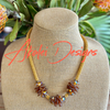 Gold Toned Haku Mini (3 Cluster) Lei with Gold Rainbow Mushroom Beads- 22"