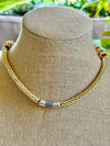 Golden & Brown Double Spiral Necklace - 25"