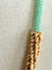 Green Lentil Golem Focal Bead with Yellow Picasso Segmented Necklace Lei - 26"