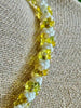Green Drop Beads with Cream Hawaiian Pakalana Lei Necklace  - 22"