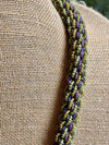 Hawaiian Beaded Necklace Lei Rope - Green Glazed with Purple (25")