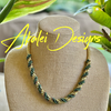 Green metallic with Khaki Green Drops Double Spiral Necklace - 23" (brass magnet)