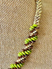 Green Lentil, Brown Rizo with Yellow Double Spiral Necklace - 22"