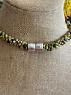 Green Chartreuse Picasso Beaded Necklace - 37"