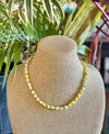 Green Drop Beads with Cream Hawaiian Pakalana Lei Necklace  - 22"