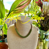 Hawaiian Lei Necklace -  Green Travertine & Brown Picasso - 20”