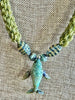 Green w/ Blue Humpback Whale Pendent Necklace  - 39"