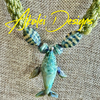 Green w/ Blue Humpback Whale Pendent Necklace  - 39"