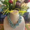 Green Japanese Metallic Fiber Necklace (Rare - Coral Art Piece Design) - 19" (3-Strands)
