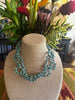Green Japanese Metallic Fiber Necklace (Rare - Coral Art Piece Design) - 19" (3-Strands)