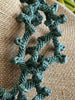 Green Japanese Metallic Fiber Necklace (Rare - Coral Art Piece Design) - 19" (3-Strands)