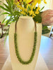 Earthy Green Orchid Lei with small rose petal beads - 28”