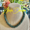 Green with Gold Orchid Lei Necklace - 22"