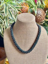 Hawaiian Beaded Necklace Lei  - Wine Red and Forest Green (23")