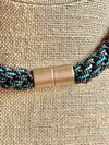 Hawaiian Beaded Necklace Lei  - Wine Red and Forest Green (23")