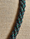 Hawaiian Beaded Necklace Lei  - Wine Red and Forest Green (23")