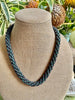 Hawaiian Beaded Necklace Lei  - Wine Red and Forest Green (23")